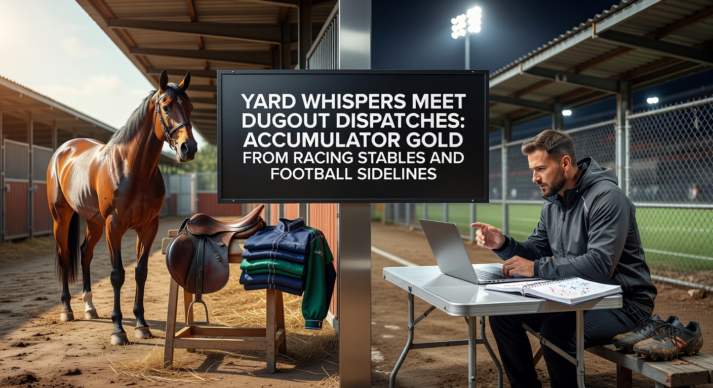Football dugout with coaches huddled, overlaid by racing yard whispers visualization